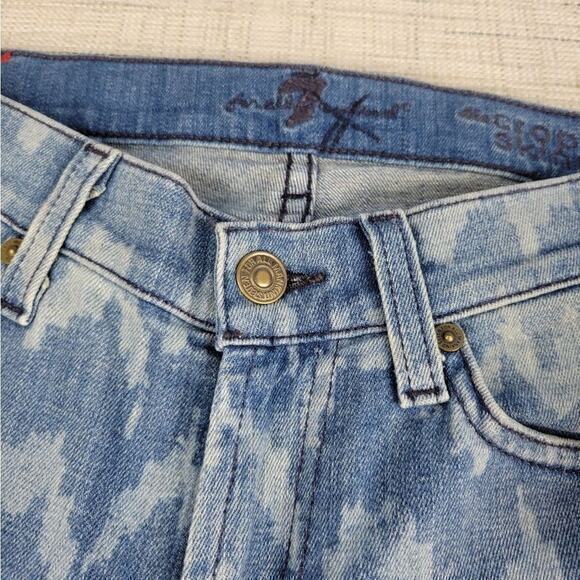 7 For All Mankind‎ 7FAM Women's Cropped Skinnies Chevron Jeans Size 24 - Picture 3 of 7